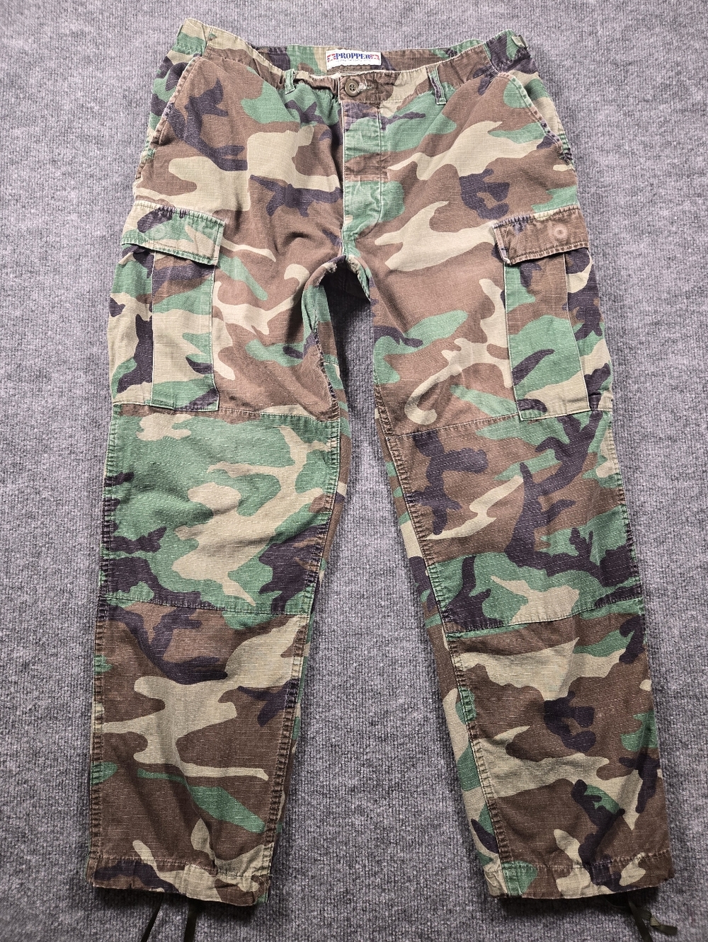 Propper International Woodland Camo Double Knee Cargo Combat Trousers Large Reg‎